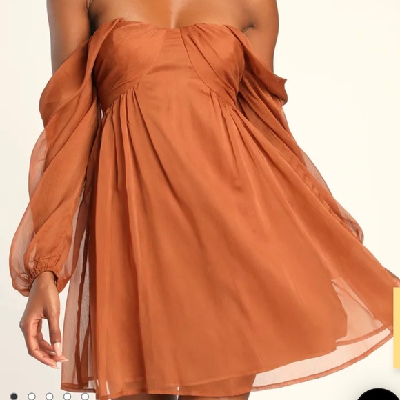 ‼️NWT‼️ Rust Off Shoulder Dress - Picture 3 of 6